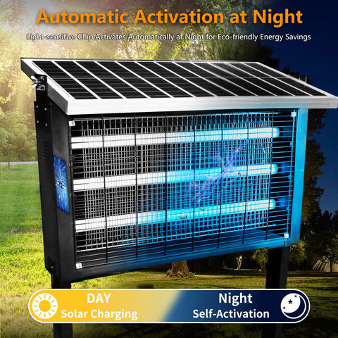 Coospider-REPTA three LED tubes emit UV light to attract pests.