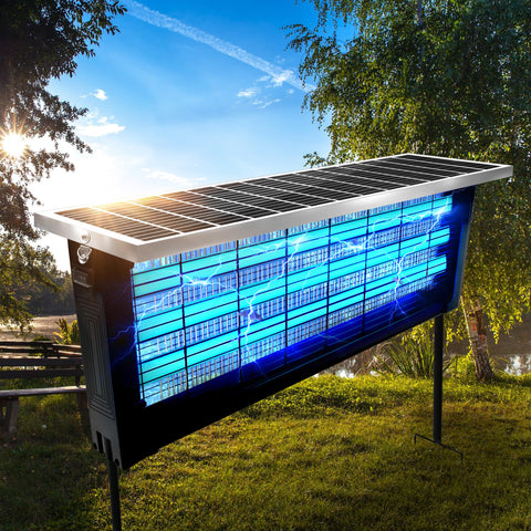 Coospider-repta outdoor solar bug zapper front view protects patios from mosquitoes.