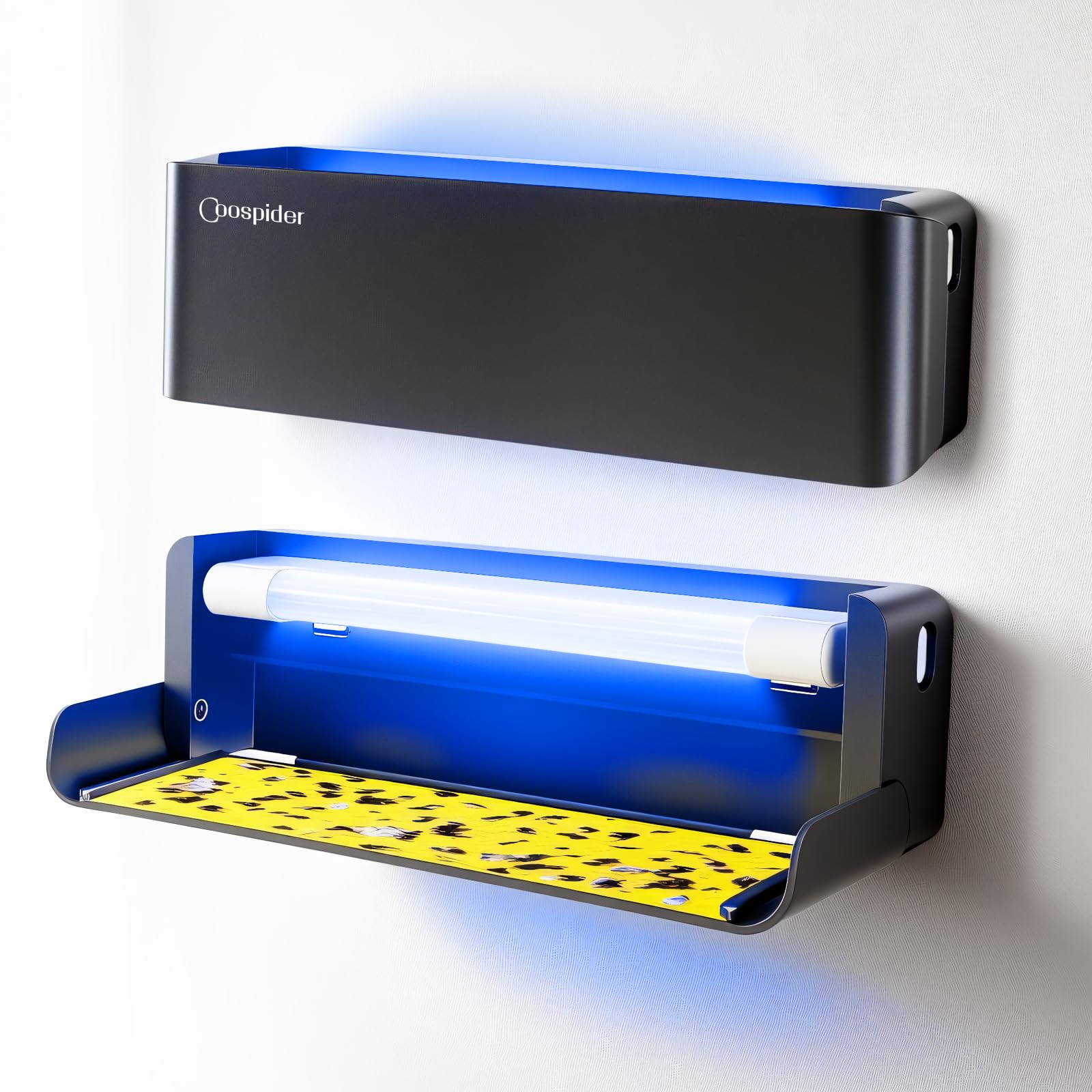 Coospider-Repta UV fly light trap front view showing silent indoor capture