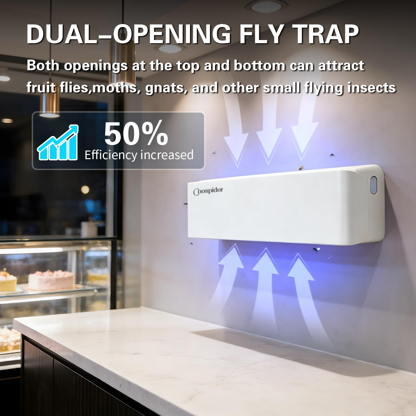 COOSPIDER UV fly catcher blue glow visual for quiet trapping