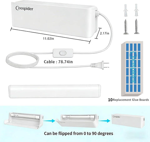 COOSPIDER UV fly catcher compact and elegant for kitchens or offices