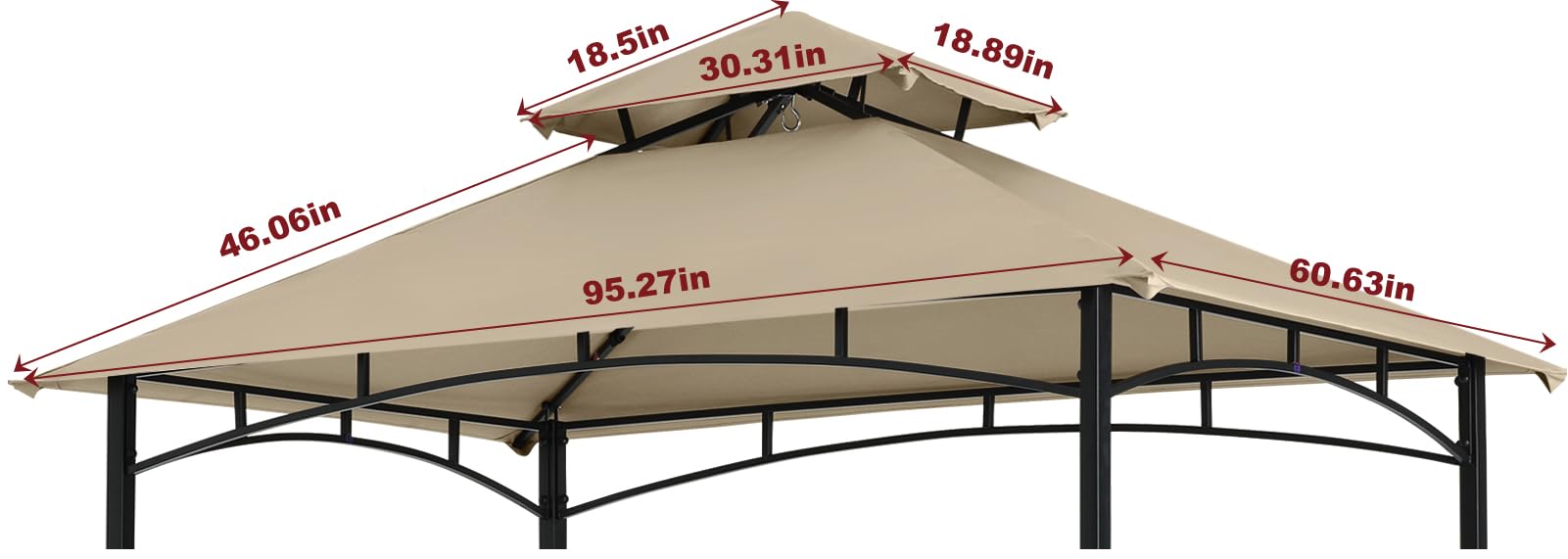 COOSHADE double-tier top canopy promotes airflow over your grilling area