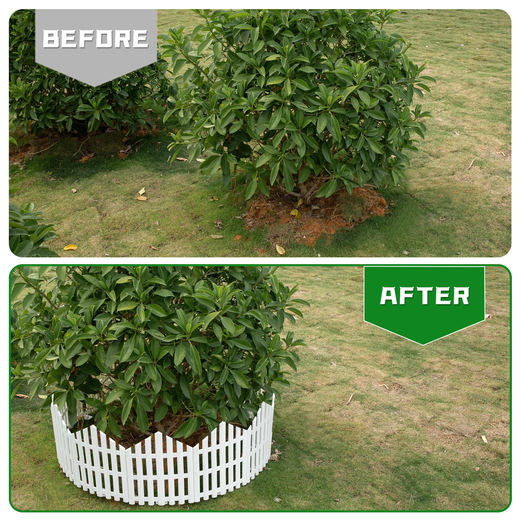CooTentler white edging closeup shows crisp finish that enhances flower beds.