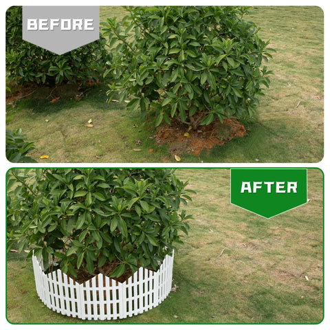 CooTentler white edging closeup shows crisp finish that enhances flower beds.