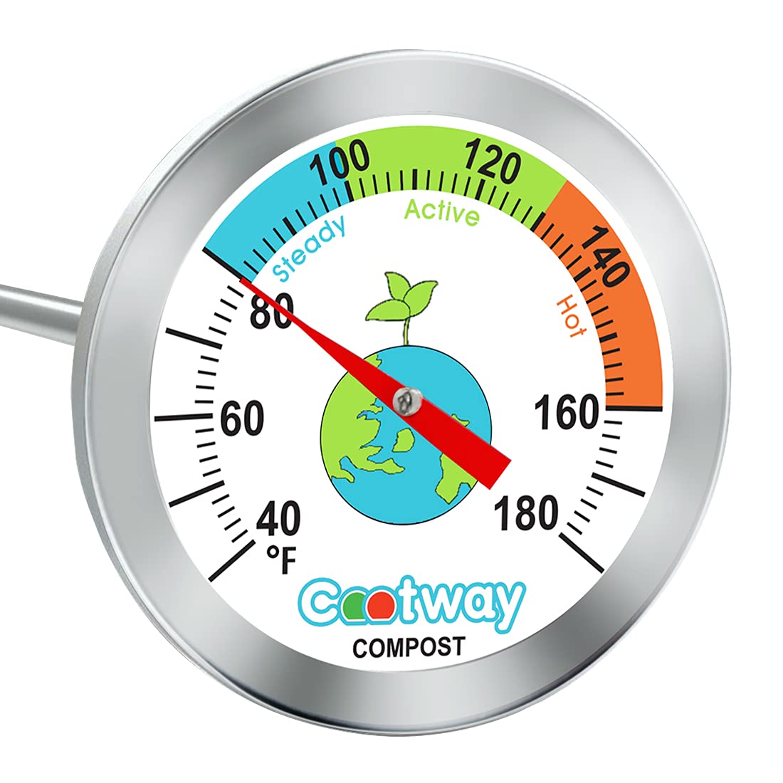 Cootway compost thermometer with 16-inch stem for deep pile temperature checks.