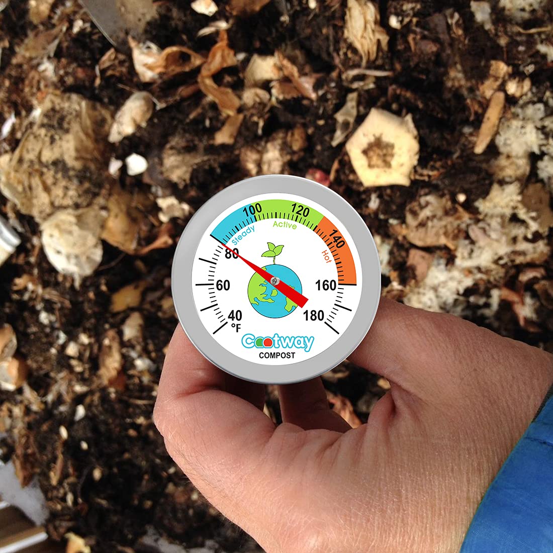 Cootway compost thermometer sealed glass for easy cleaning.
