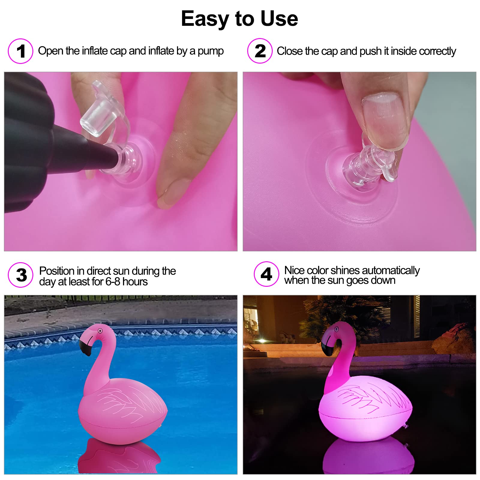 Cootway easy-to-inflate pool lights ideal for parties and gatherings