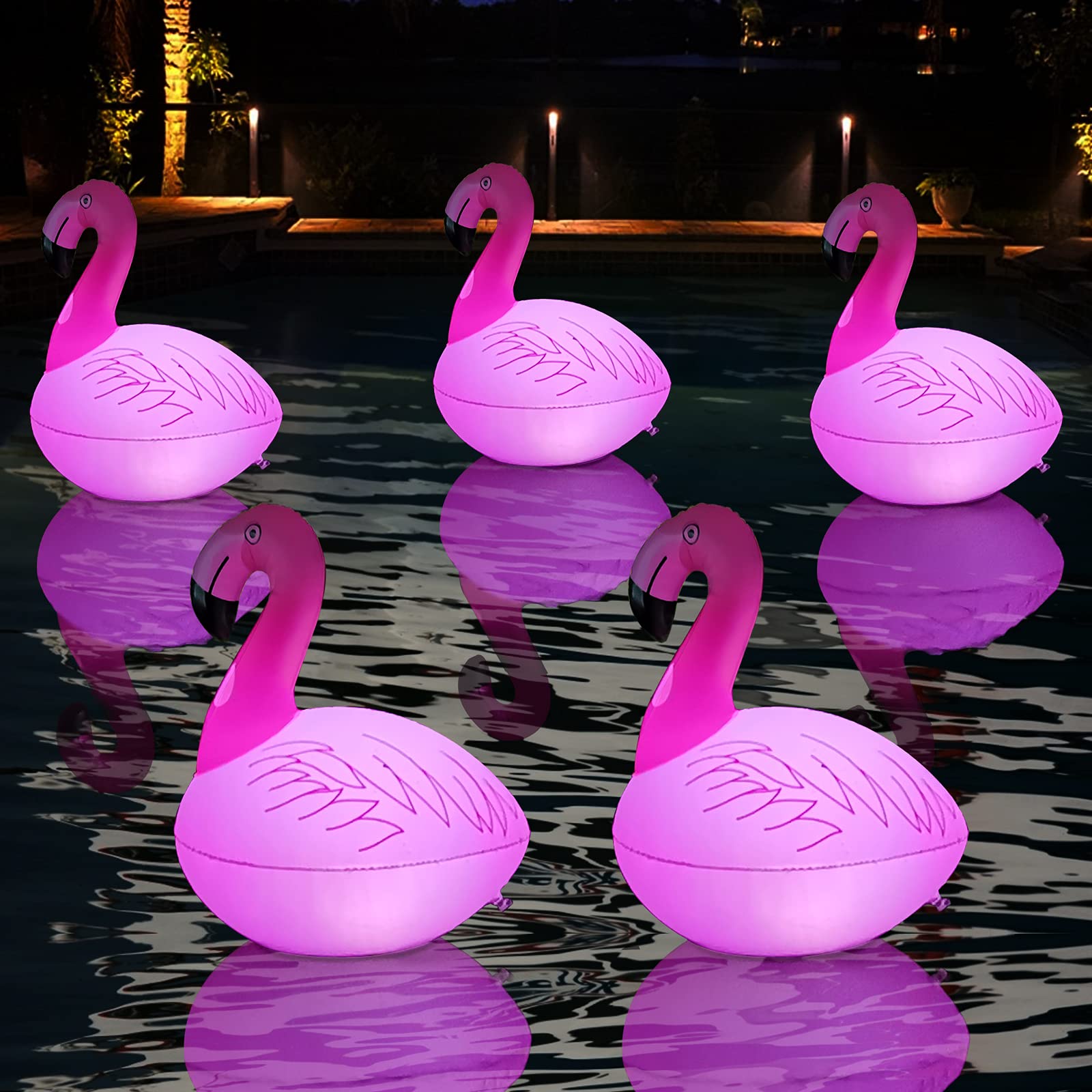 Cootway Flamingo floating pool light glowing with ambiance for night swims