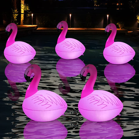 Cootway Flamingo floating pool light glowing with ambiance for night swims