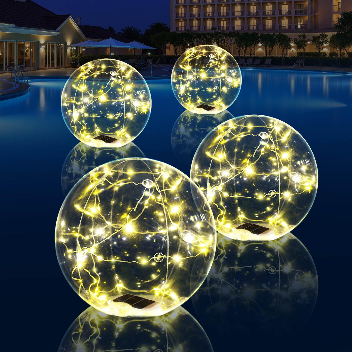 Cootway floating pool light with 15-inch warm white glow for romantic evenings.