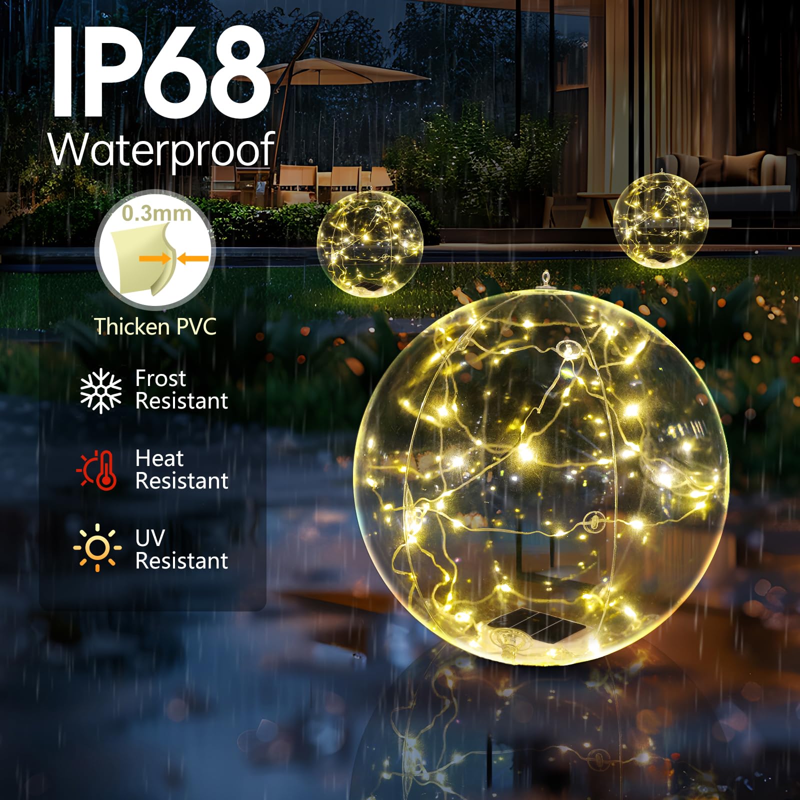 Cootway floating pool lights with hanging ring for tree or tent decor