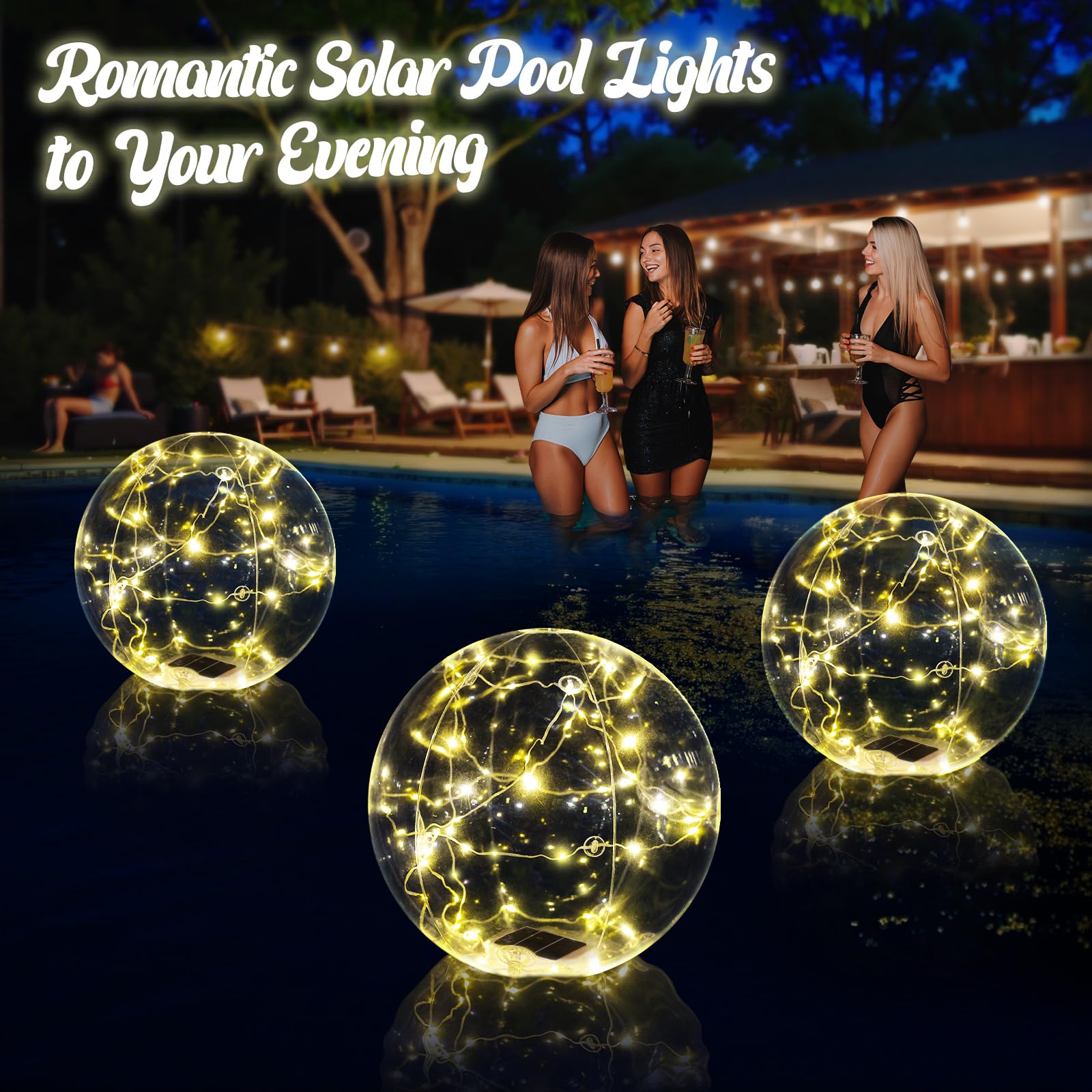 Cootway solar pool ball light IP68 for durable pool ambience.