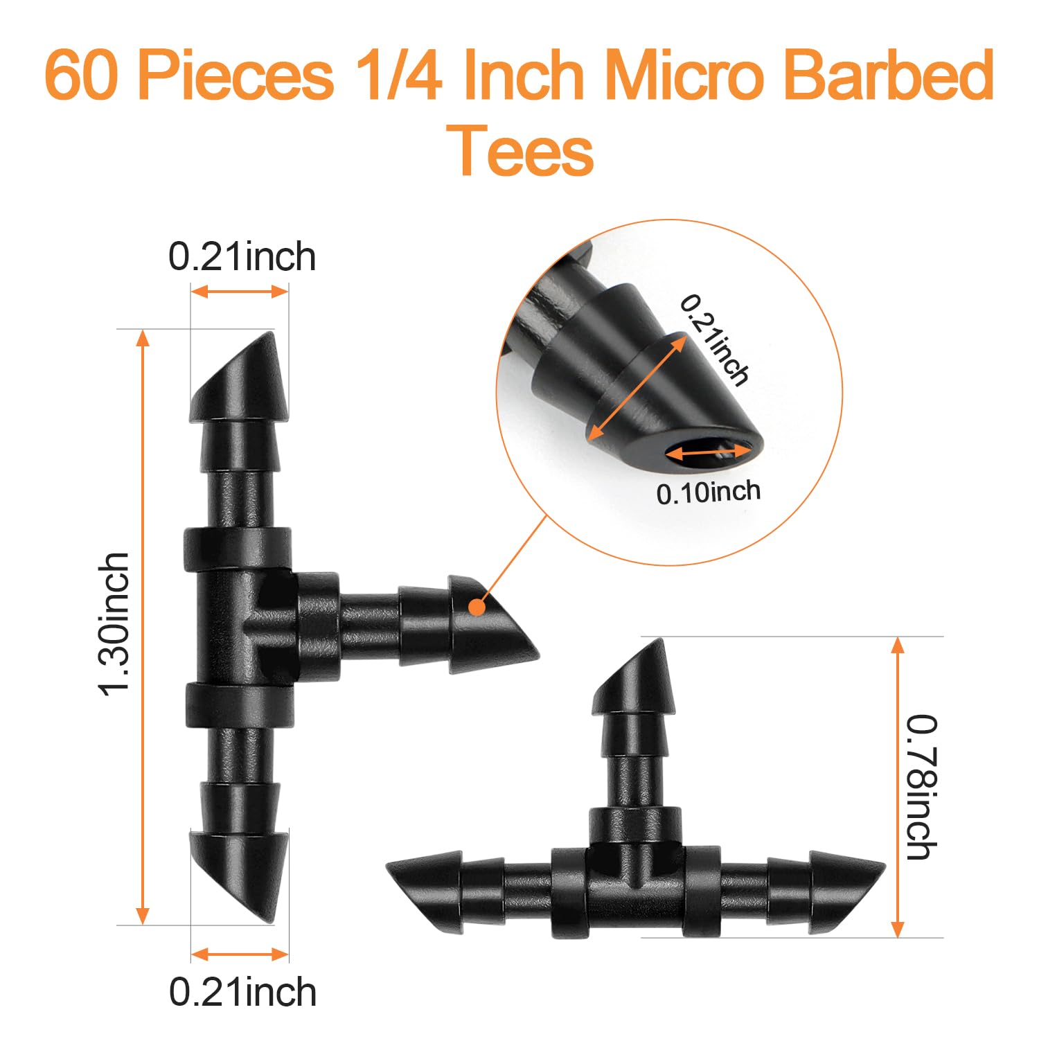 Copadri 1/4-inch barbed tee connector shown for linking three drip lines.
