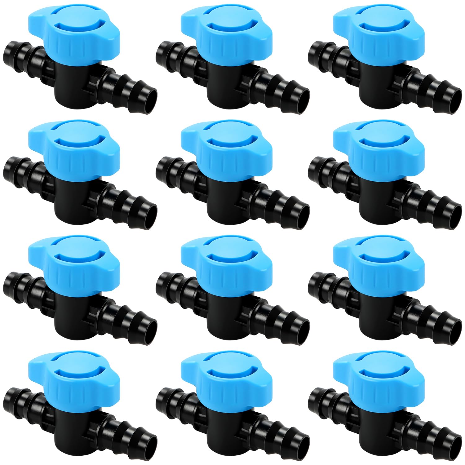 Copadri 12-pack valve close-up showing a durable barbed connection for leak-free setup.