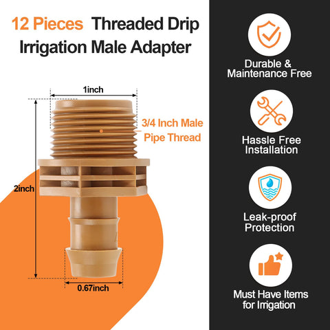 Copadri barbed adapter 3/4in MPT to 1/2in tubing highlights secure, leak-free install.