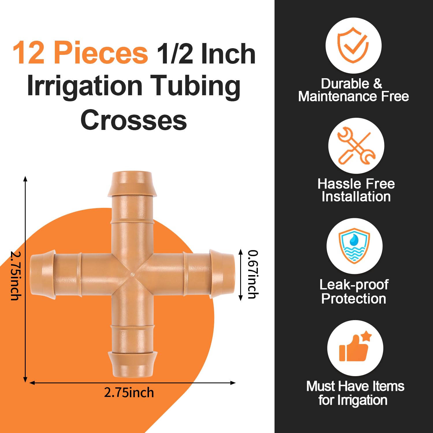 Copadri drip tubing connector demonstrates secure 1/2-inch tubing join.