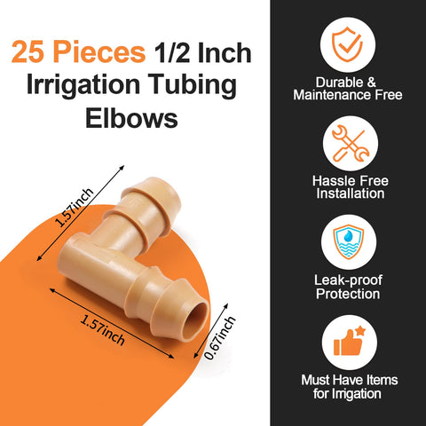 Copadri 1/2 inch barbed elbow connects tubing securely