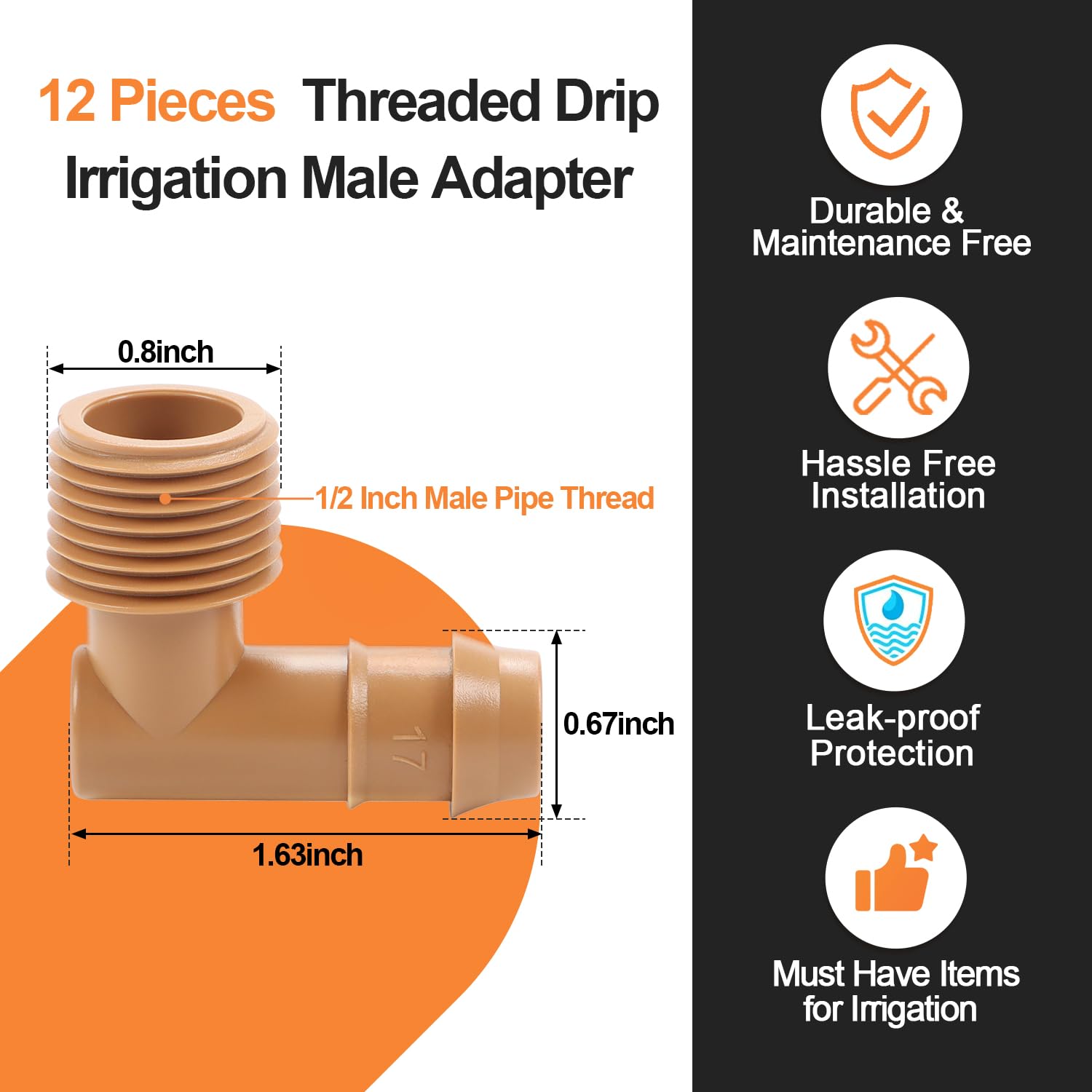 Copadri MNPT to barb adapter enables quick, tool-free connections to 1/2 inch tubing