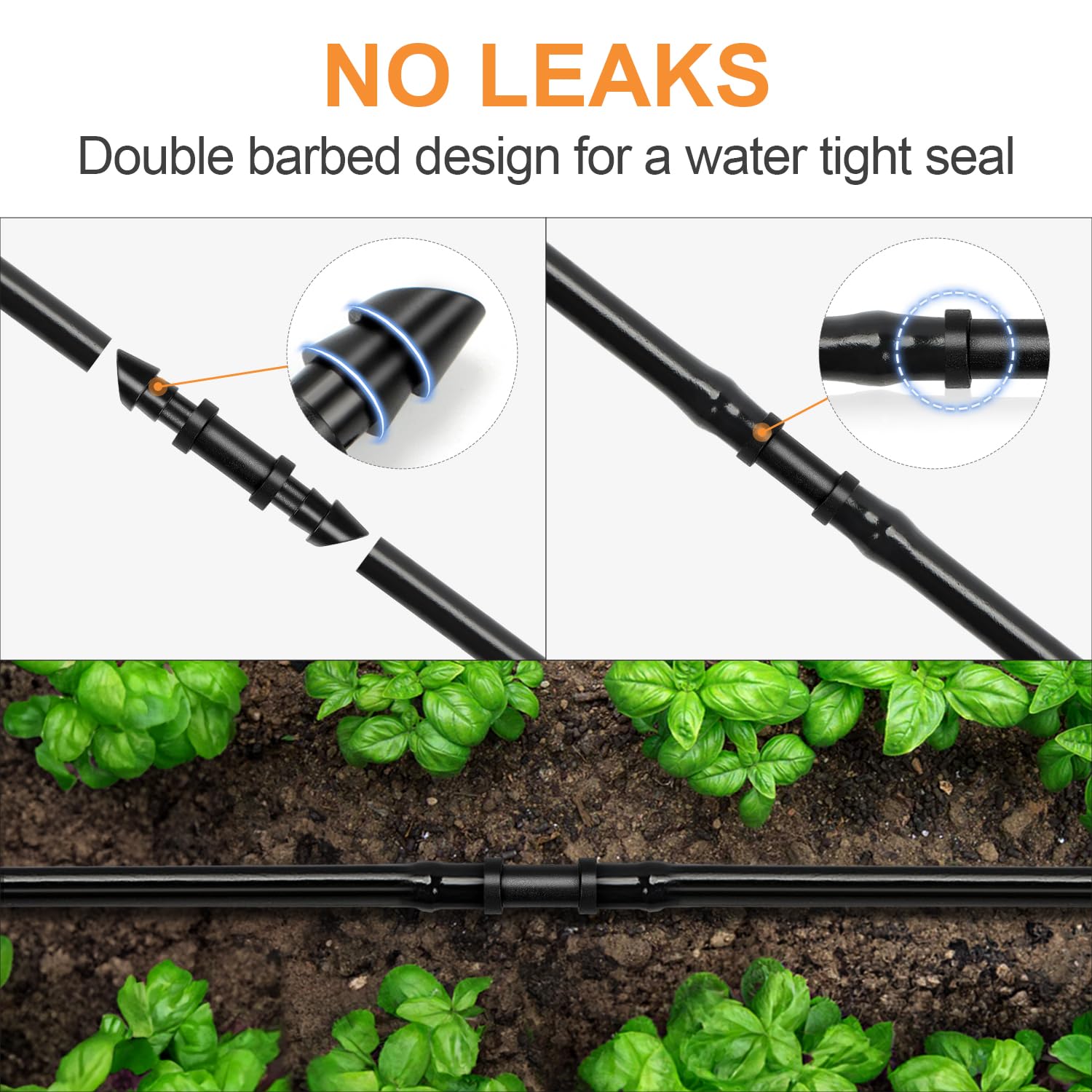 Copadri UV-resistant fittings visible in an outdoor garden setup.