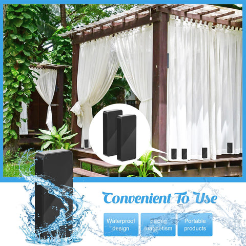 Copkim curtain weights securely attach to curtain edges for wind protection