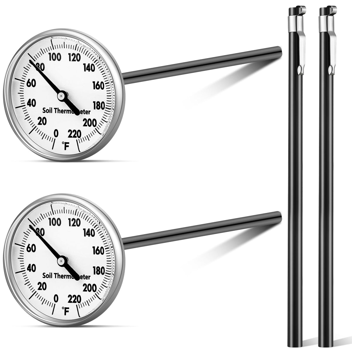 Copkim soil thermometer dial provides precise garden readings for planning.