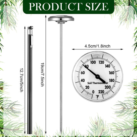Copkim soil thermometer stem shows depth readings in soil layers.