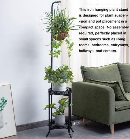 Copree 2-tier hanging plant stand discs secure two-pot display for indoor use