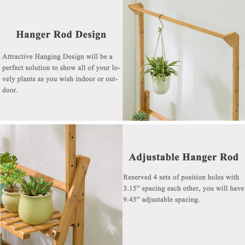 COPREE Bamboo 3-Tier Stand with detailed shelf spacing for ample airflow and plant health.