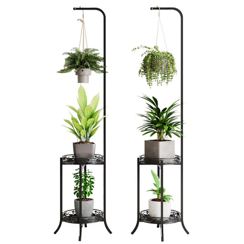 COPREE two-tier hanging plant stand on top rod showcases space-saving design for small rooms.