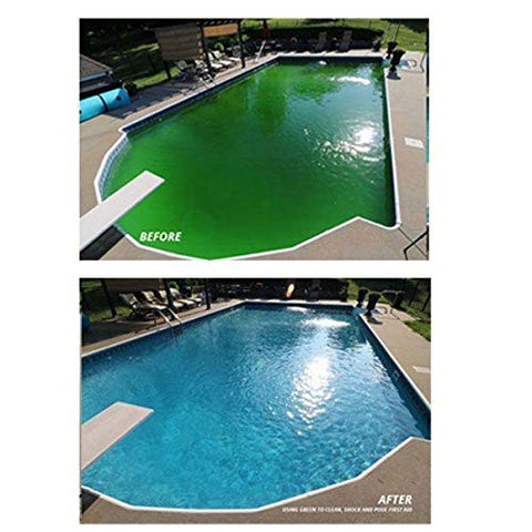 Coral Seas Green Aid Green to Clean after treatment yields clearer, balanced pool water.