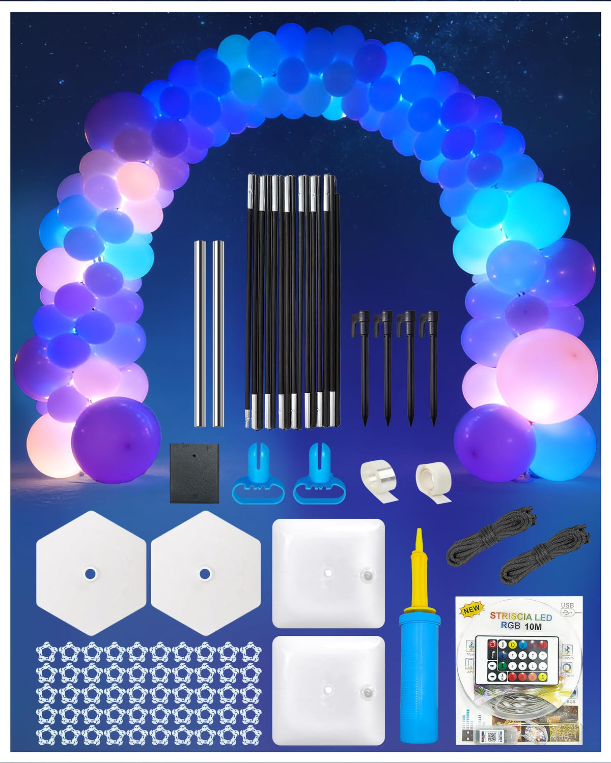 CORALMEE balloon arch LED-strip for radiant indoor or outdoor lighting