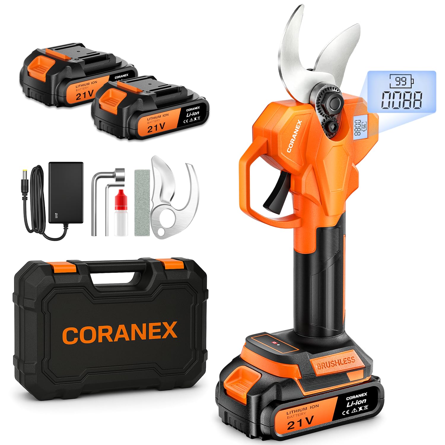 Coranex pruning shears blades for precise, clean cuts on shrubs and small branches.