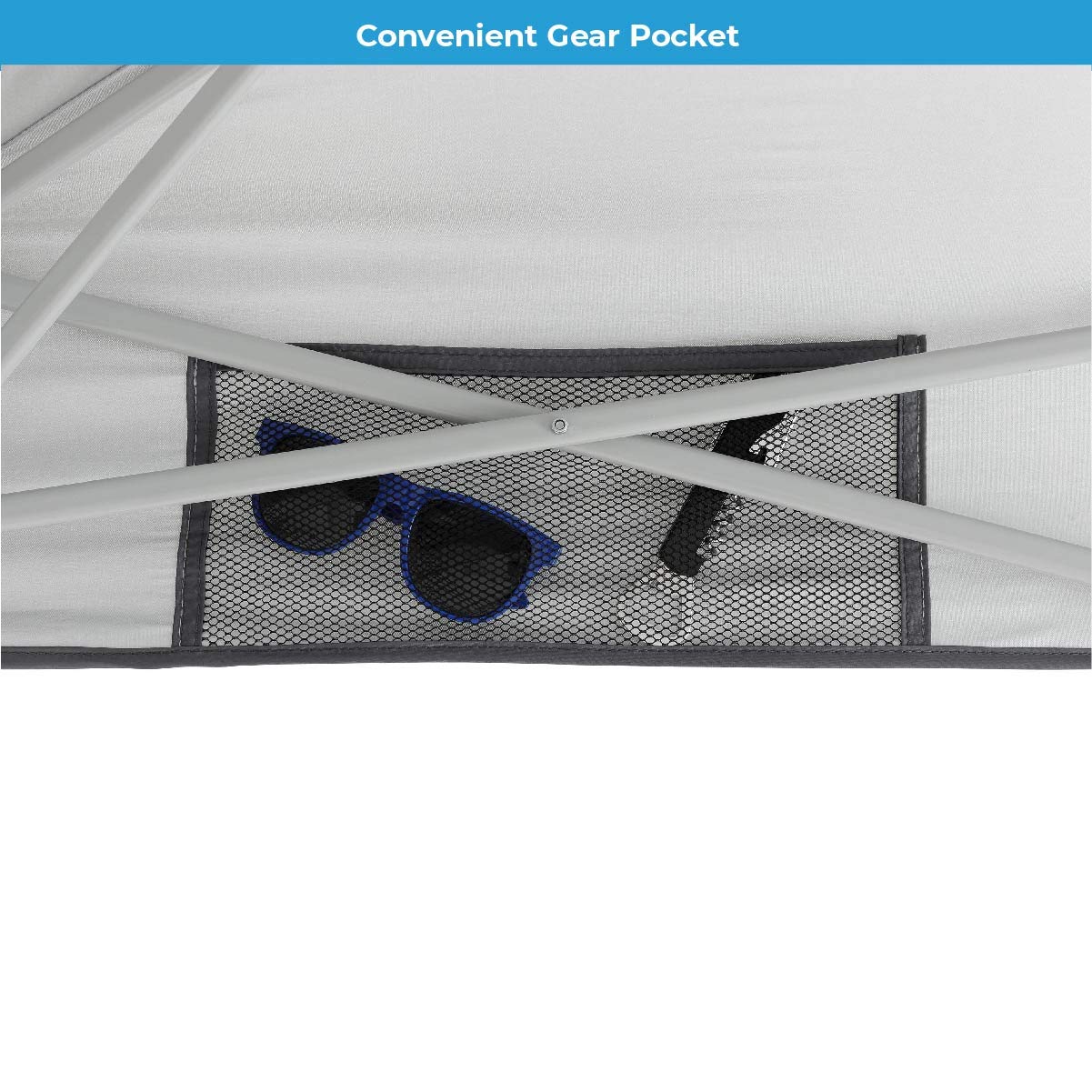 CORE includes frame, canopy with sun wall, and bag for transport.