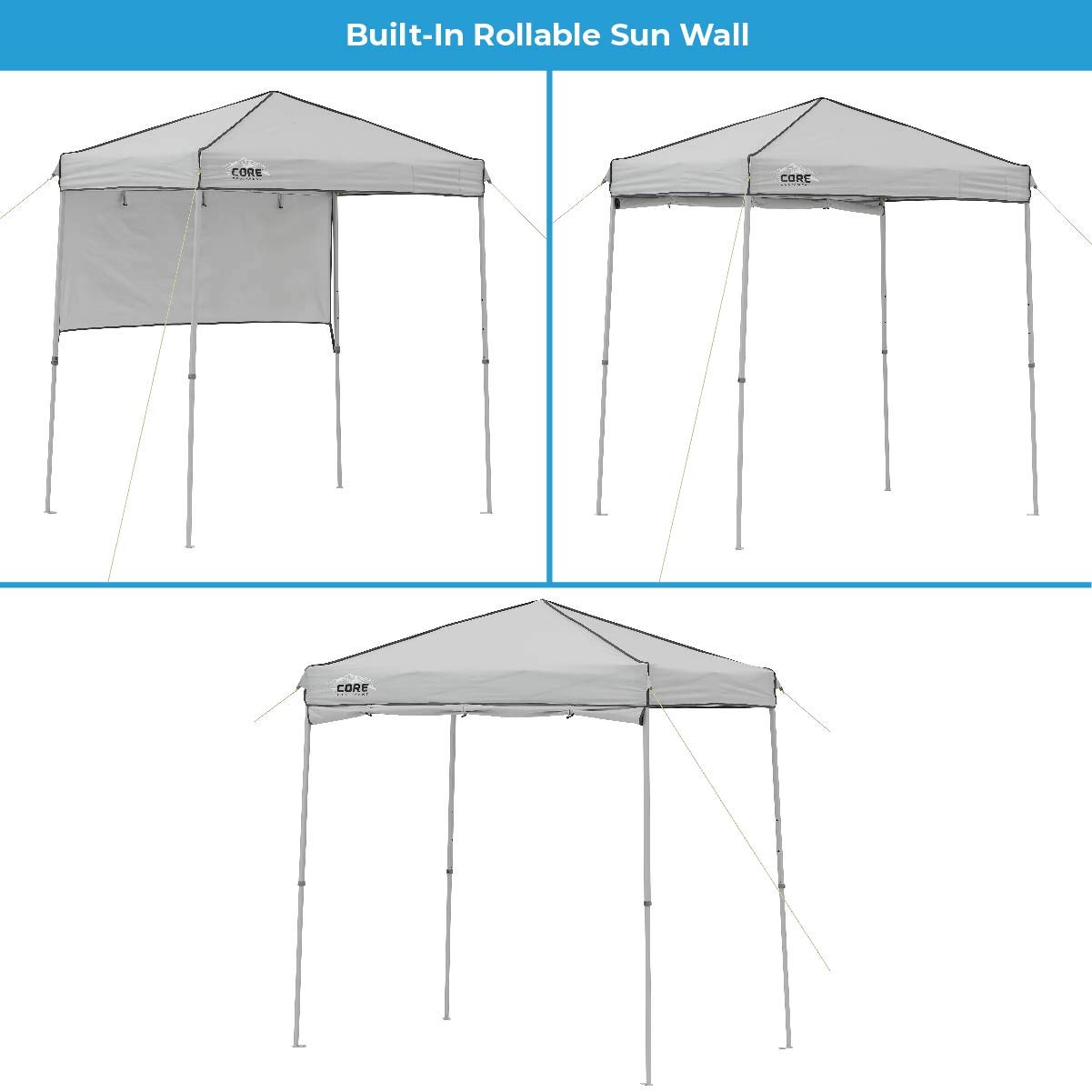 CORE sun wall provides extra shade and adjustable coverage.