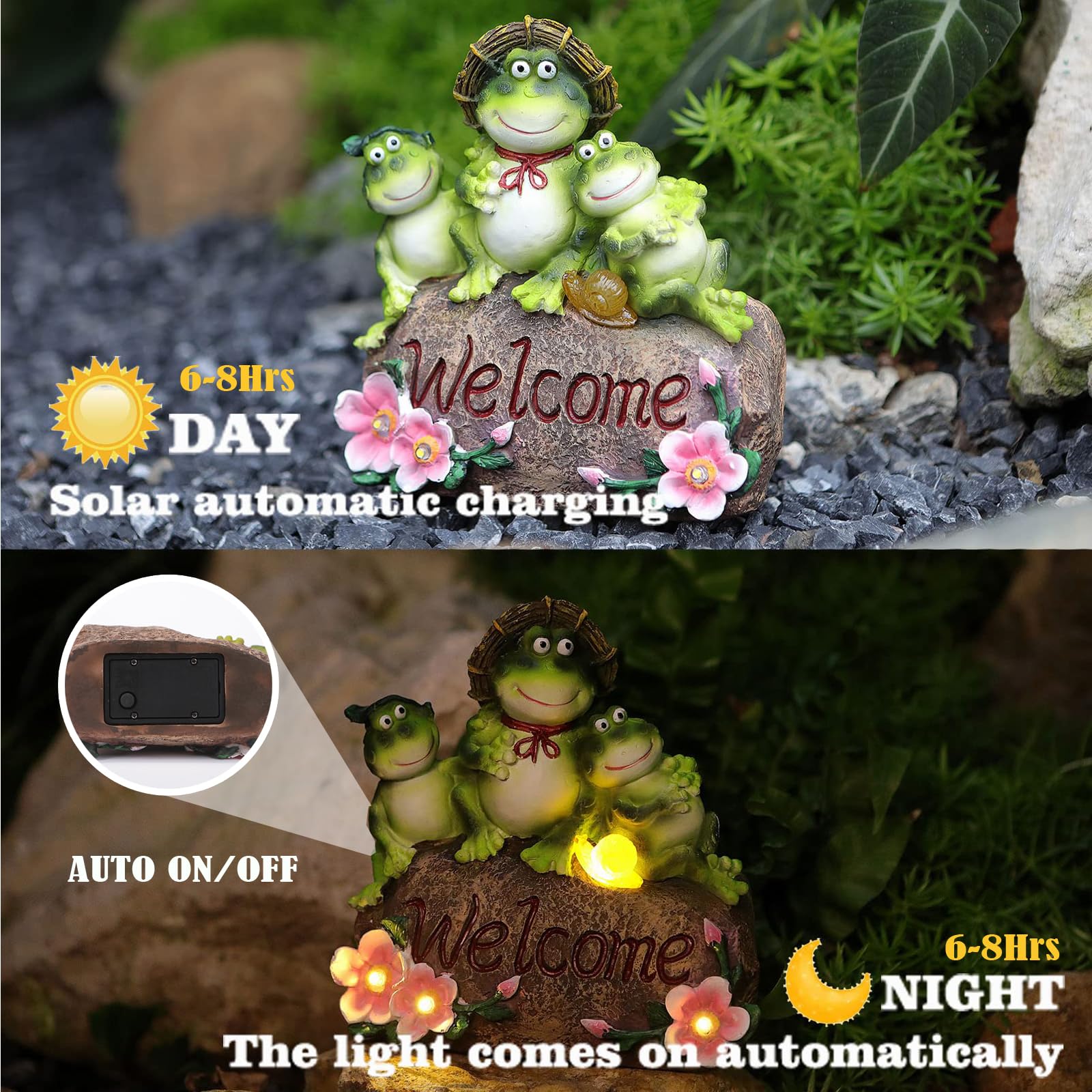 CORIETTA outdoor frog decor for porch or patio enhances curb appeal.