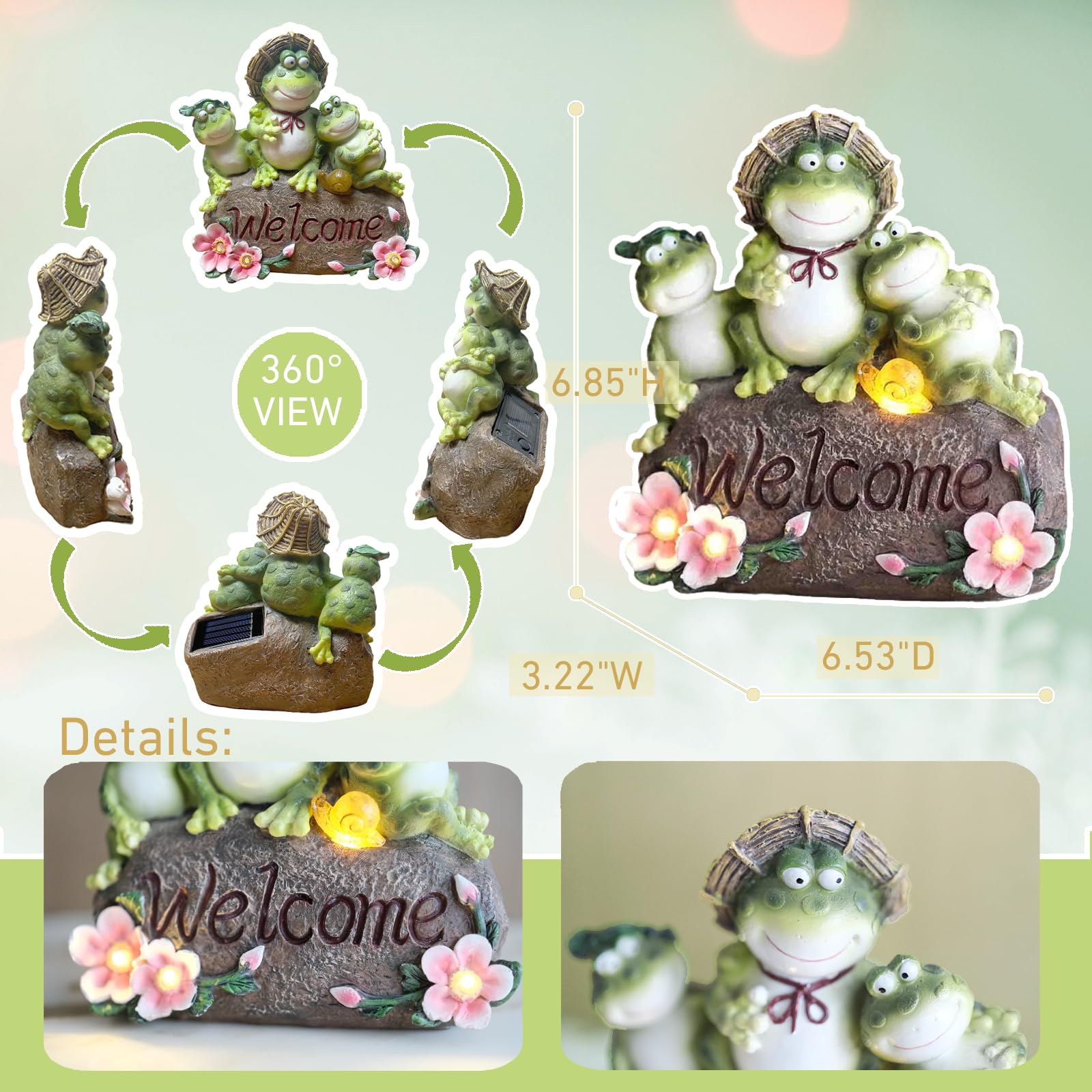 CORIETTA weatherproof resin frog statue resists outdoor wear.