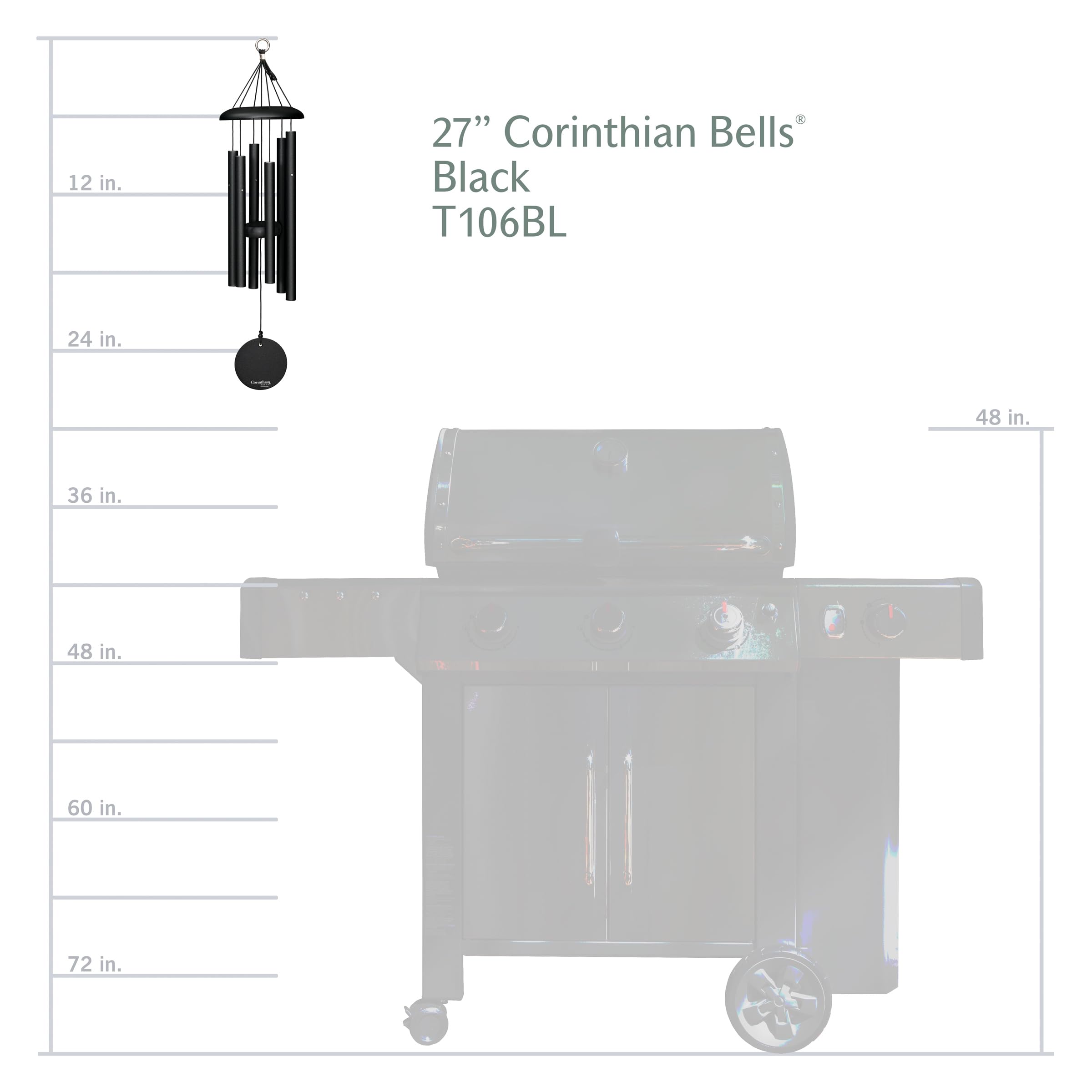 Corinthian Bells aluminum top hook, secure hanging for outdoor spaces.