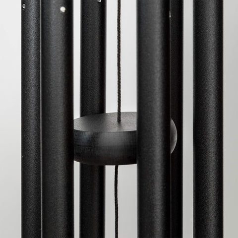Corinthian Bells 27in black hanging ring and mount for easy outdoor installation.