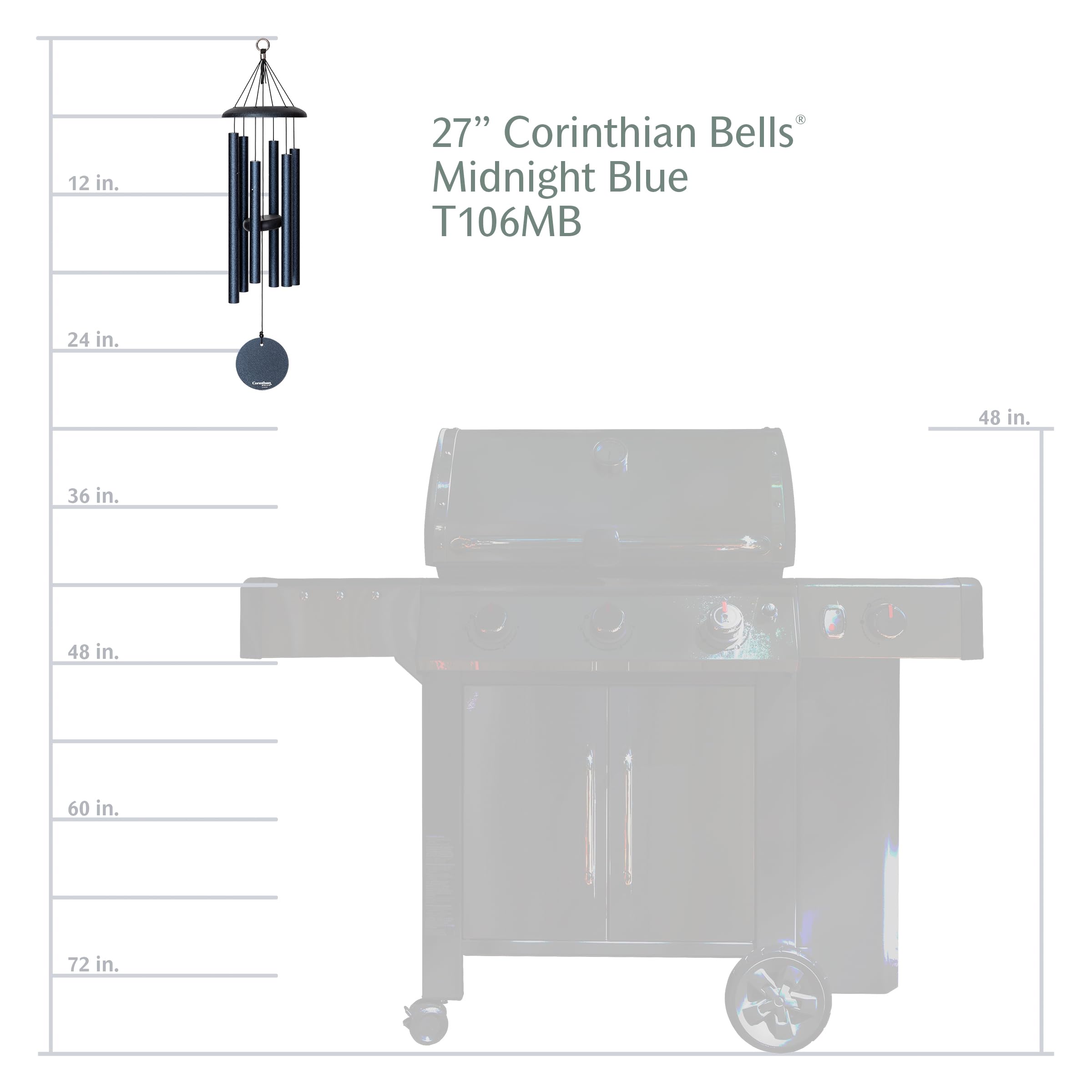 Corinthian Bells midnight blue chime in a garden setting