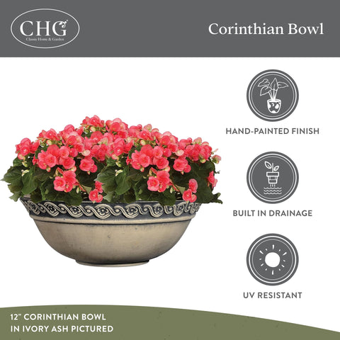 Corinthian round flower pot 12-inch ivory ash for succulents.