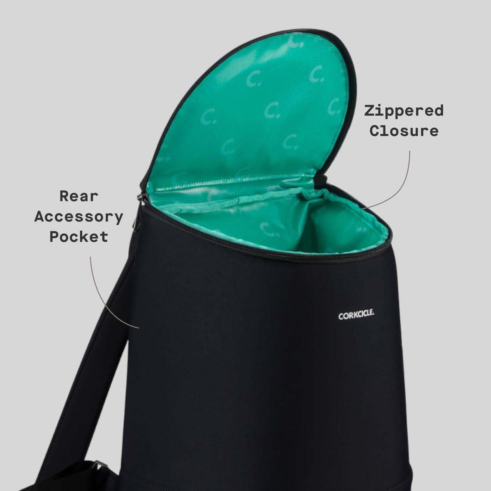 Corkcicle EOLA insulated compartment holds 12 cans to keep beverages cold.
