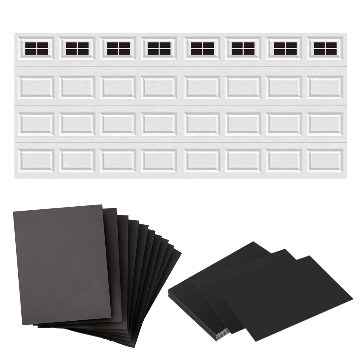 CORNERIA 32-pack magnetic garage panels add faux windows for instant curb appeal.