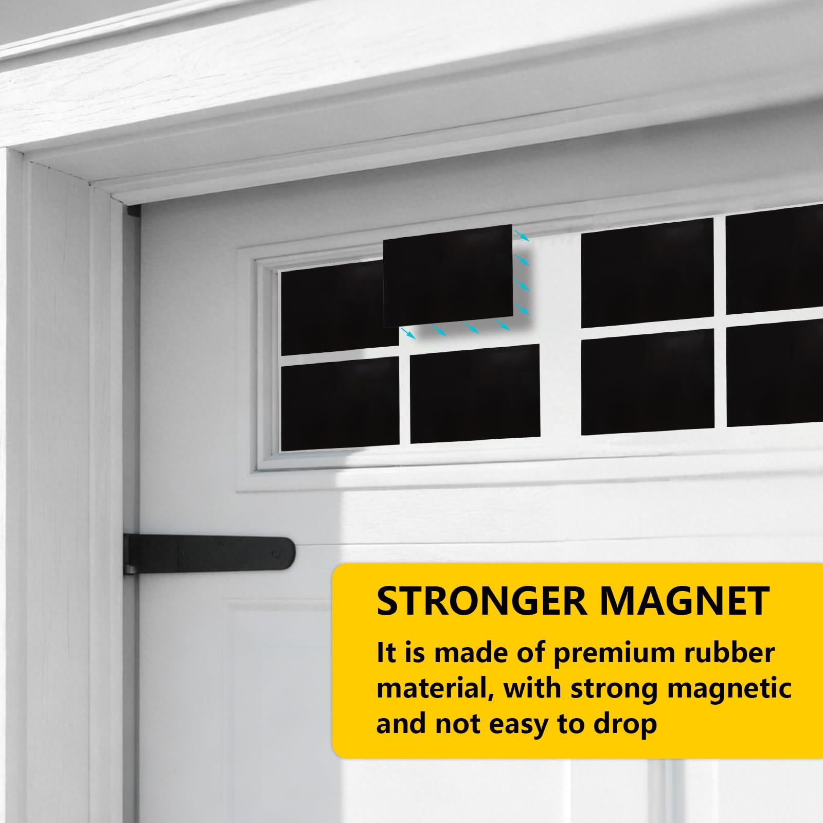 CORNERIA faux window decor enhances metal doors with a realistic window illusion.