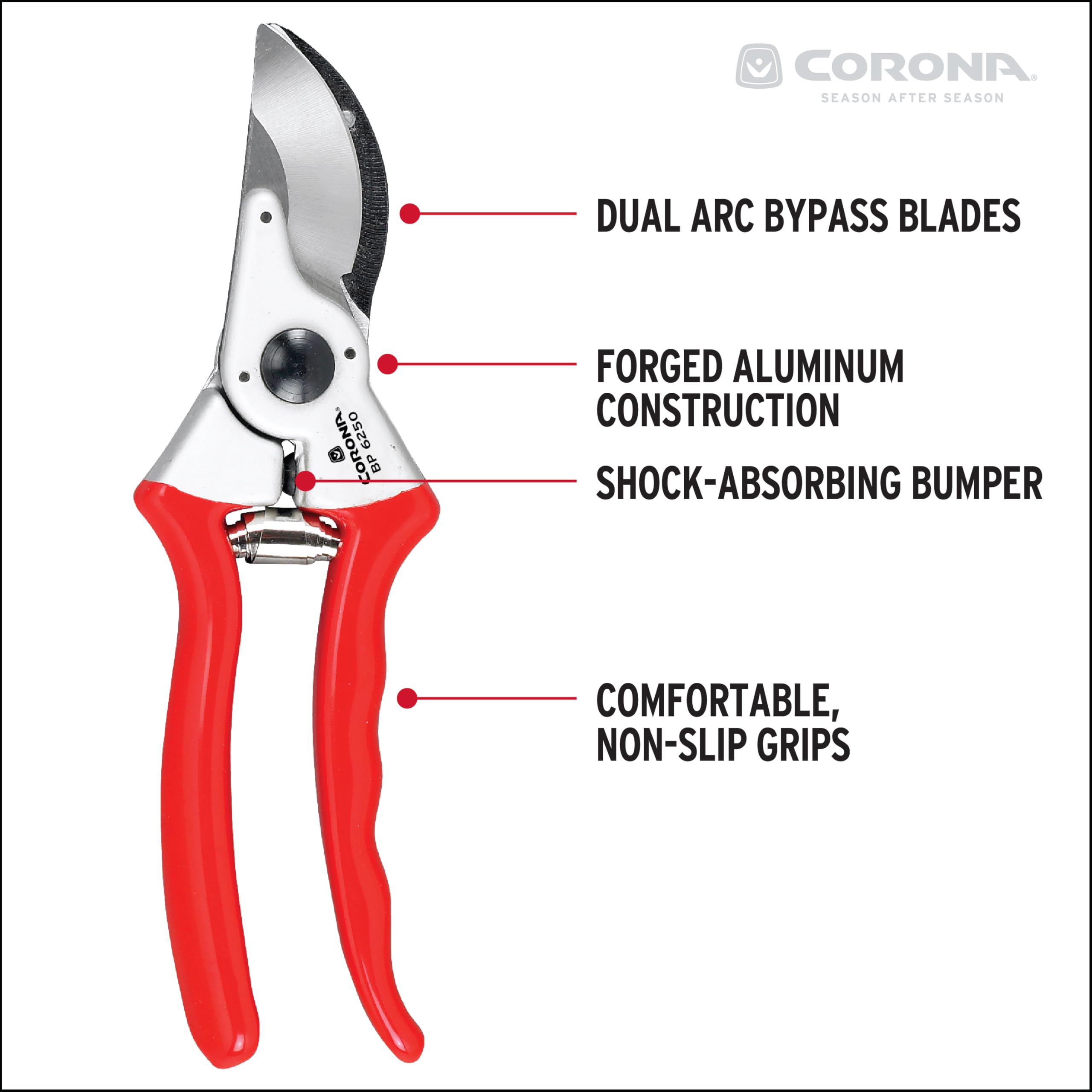 Corona BP 6250 cutting through a thick branch up to 1 inch.