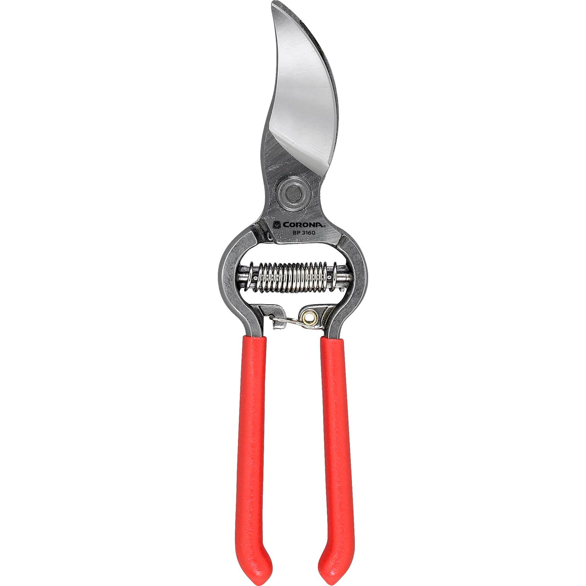 Corona ClassicCUT bypass pruner with red handles enables precise pruning.