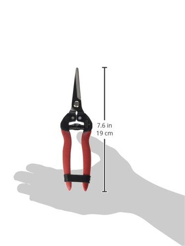 Corona Tools Long Curved Snips close-up of tempered steel blade showing durability.