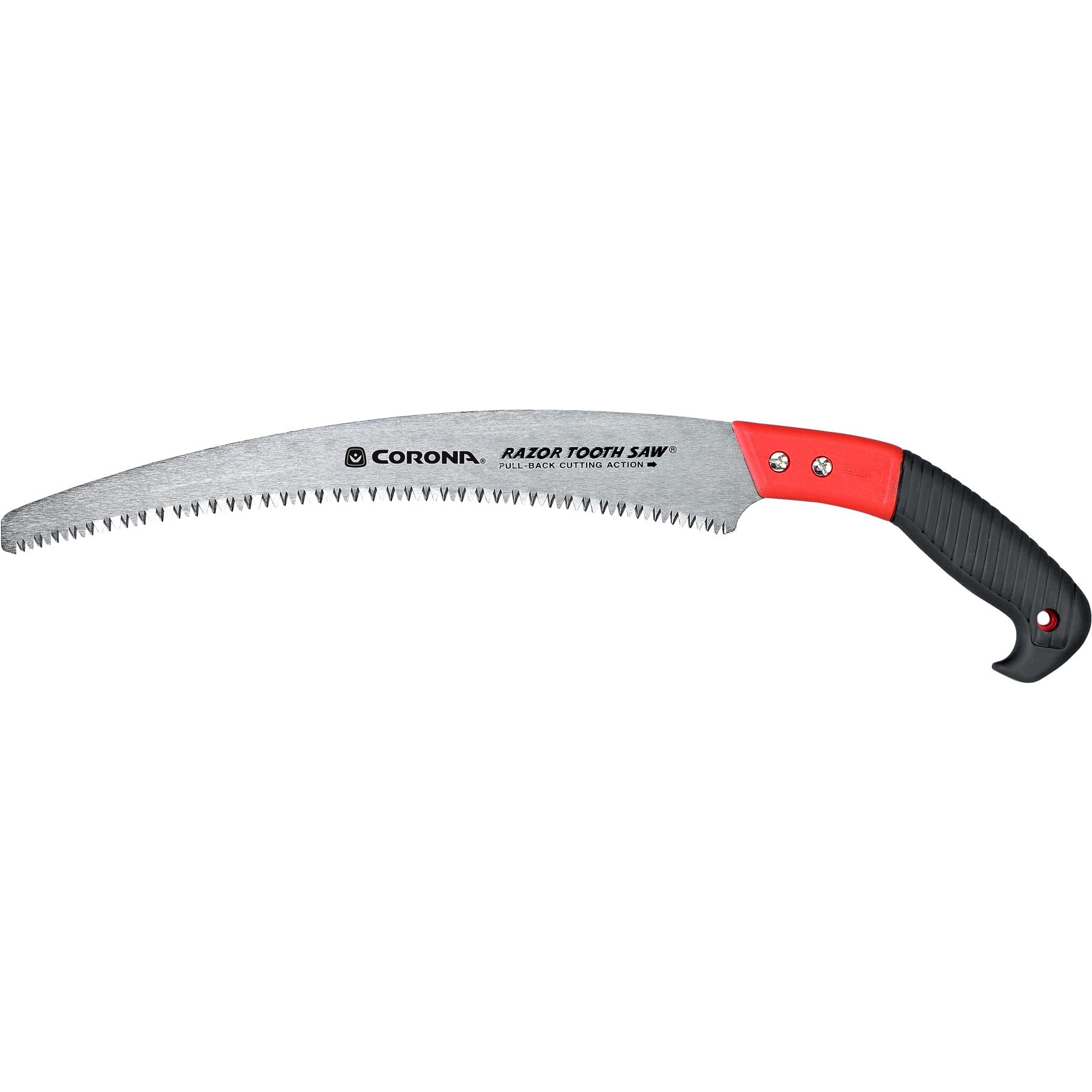Corona RazorTOOTH pruning saw with 13-inch curved blade for rapid cuts up to 7 inches.