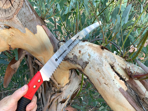 Corona RazorTOOTH pruning saw showing ergonomic handle for comfortable one-handed use.