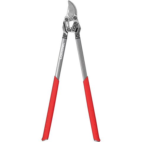 Corona Tools 33-inch bypass loppers showing cutting power for thick branches