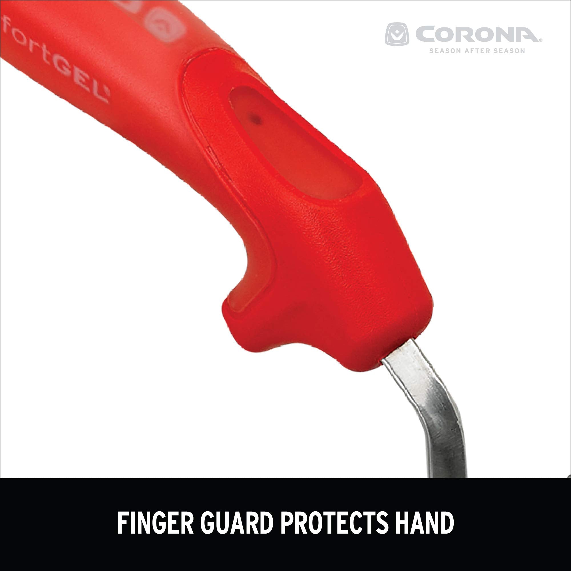 Corona Tools rust-resistant blade surface showing smooth soil release for easy cleanup.